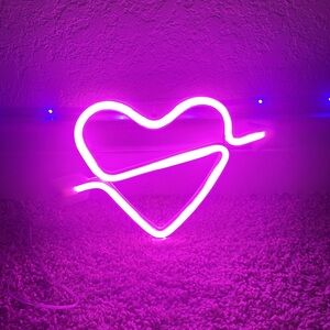 Pink neon heart sign
